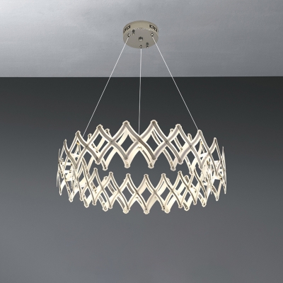 Grid Acrylic Hanging Light Kit Contemporary Chrome/Gold Finish LED Chandelier Pendant Lamp in Warm/White Light, 23.5