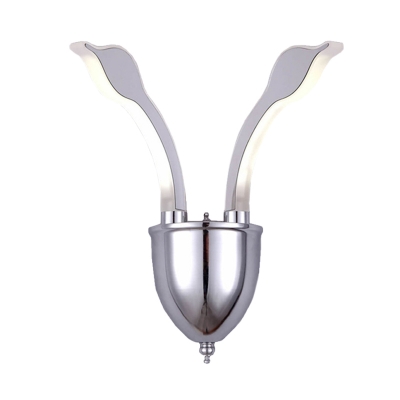 Metal Head of Swan Sconce Modernist 2 Lights Chrome LED Wall Mount in Warm/White Light with Acrylic Shade