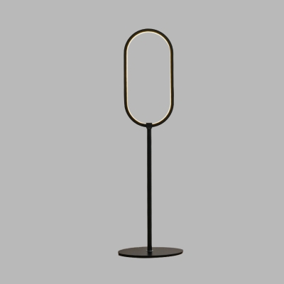 Oval Shaped Table Light Minimalist Metal 1-Light Black Finish Nightstand Lighting for Bedroom