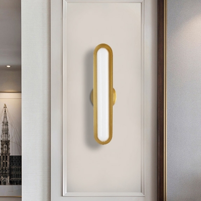Post Modern Arc Rectangle Sconce Lighting Acrylic LED Bedside Wall Mounted Lamp in Gold