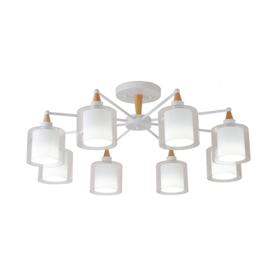 Sputnik Opal Glass Semi Mount Lighting Modernist 8-Head White Finish Ceiling Light Fixture