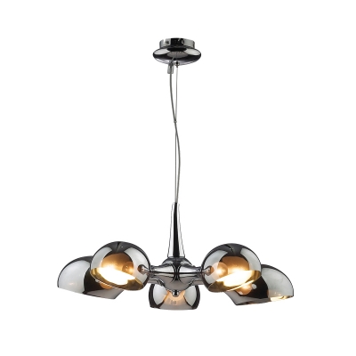 3/5 Heads Restaurant Pendant Chandelier Modernist Chrome Hanging Ceiling Light with Dome Mirror Glass Shade