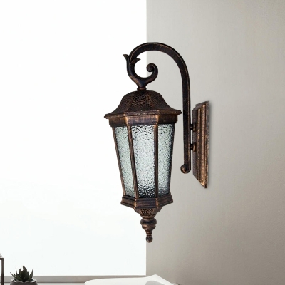 Country Star Anise Wall Light Fixture 1-Head Water Glass Wall Mount Lamp in Rust with Tiger Stripe Design
