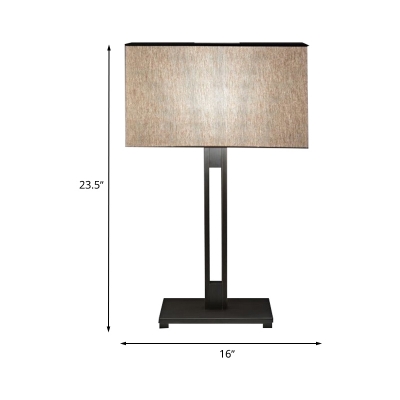 Fabric Rectangular Desk Lighting Contemporary 1 Light Black Finish Nightstand Lamp for Living Room