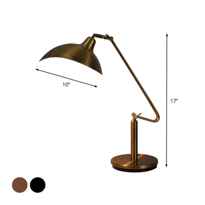 Industrial Domed Task Light LED Metallic Reading Book Lamp in Black/Bronze for Living Room