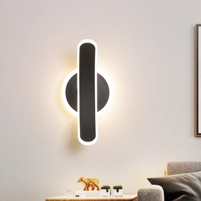 LED Bedside Sconce Lighting Simple Black Finish Wall Lamp with Bend Rectangle Acrylic Shade in White/Warm Light