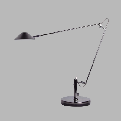 Metal Black Finish Desk Lighting Cone LED Industrial Reading Lamp with Adjustable Long Arm