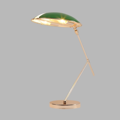 Metallic Balance Arm Study Lamp Modern Style 1 Light Reading Book Light in Green with Dome Shade