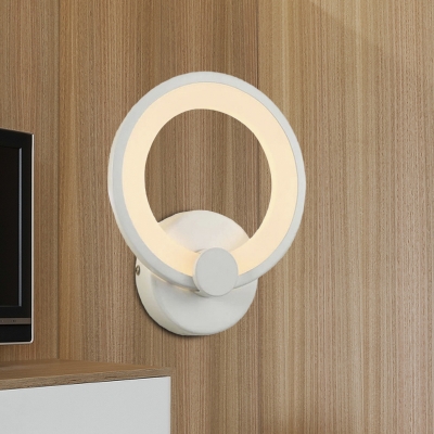 Minimalist LED Sconce Lighting White Halo Wall Lamp Fixture with Acrylic Shade for Bedroom