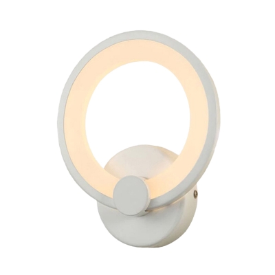 Minimalist LED Sconce Lighting White Halo Wall Lamp Fixture with Acrylic Shade for Bedroom