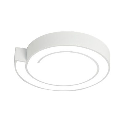 Modern Nordic LED Flush Lighting White/Black Circle Ceiling Flush Mount with Metal Shade in Warm/White Light, 18