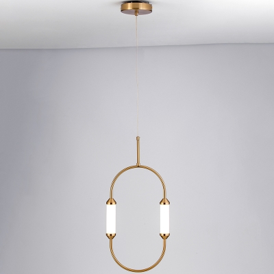Oval Ring Hanging Light Fixture Modern Metal 19.5