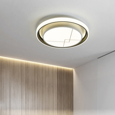 White Round Flush Mounted Light Minimalist LED Metallic Flush Ceiling Lamp in Warm/White Light