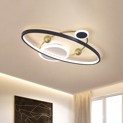 Acrylic Circular Flushmount Lighting Modernist Black and White LED Ceiling Fixture with Sphere Design in Warm/White Light, 20.5