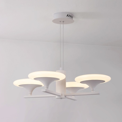 Acrylic Radial Hanging Chandelier Modernist 5 Heads White LED Up Suspension Light in White/Warm Light, 23.5