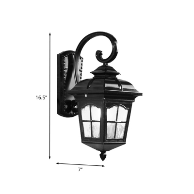Black 1 Bulb Wall Sconce Light Lodges Water Glass Lantern Wall Mounted Lamp Fixture