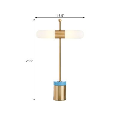 Capsule Night Table Light Luxury Frosted Glass 1 Light Gold Nightstand Lamp with Cylinder Metal Base