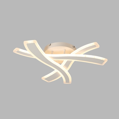 Crossing Wave Flush Lamp Fixture Modernist Acrylic LED White Semi Flush Mount Light in Warm/White Light