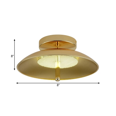 Dome Dining Room Flushmount Lighting Metal 1-Bulb Simplicity Flush Ceiling Light in Gold