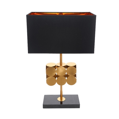 Metal Rectangle Nightstand Lamp Minimal 1 Bulb Night Lighting in Black for Bedroom
