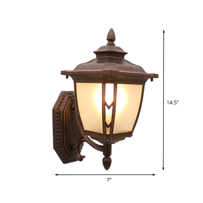 Opal Glass Coffee Finish Wall Light Fixture Pinecone 1-Light Country Wall Mount for Outdoor