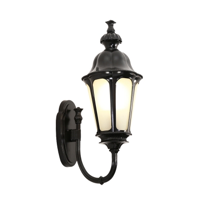 Plum Blossom Metal Sconce Lighting Lodges 1 Bulb Outdoor Wall Mount Fixture in Black