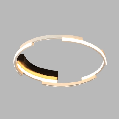 Spliced Ring Ceiling Flush Modernist Acrylic White and Black LED Flush Mounted Lamp in White/Warm Light, 16.5