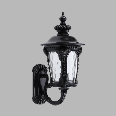 Urn Water Glass Sconce Lighting Lodges 1 Head Outdoor Wall Mount Lamp Fixture in Black