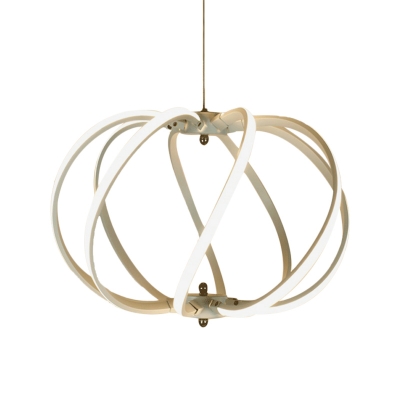 Waving Chandelier Pendant Light Modern Acrylic LED White Hanging Lamp for Living Room in White/Warm Light