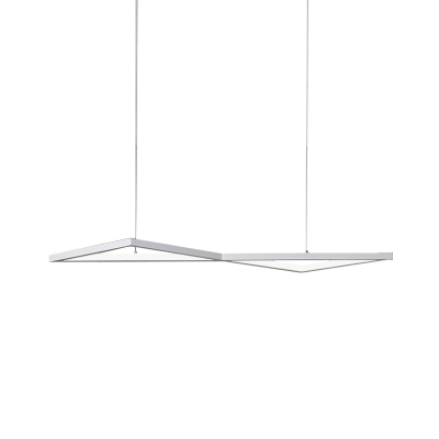 Acrylic 2-Triangle Hanging Chandelier Minimalist White/Black Finish LED Suspension Light in Warm/White/Natural Light