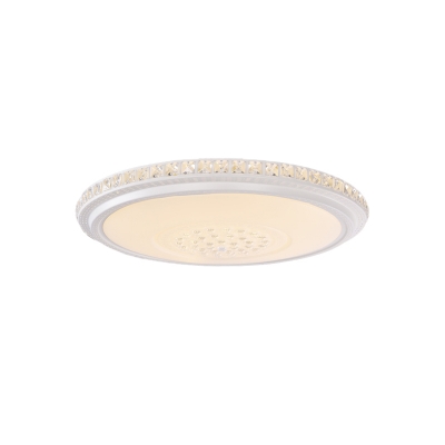 Acrylic Circular Flushmount Lighting Modern LED White Ceiling Flush Mount with Crystal Detail in Warm/White Light, 12