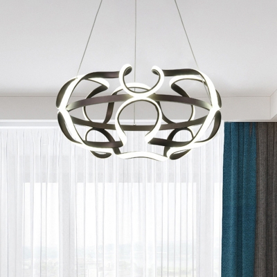 Acrylic Twisting Suspension Lamp Contemporary LED Ceiling Chandelier in Coffee for Dining Room