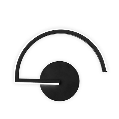 Semicircle Iron Wall Mounted Light Contemporary LED Black Sconce Lamp for Bedroom, Warm/White Light