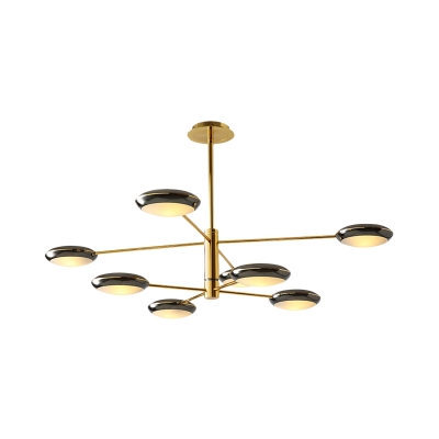 2-Tier Starburst Living Room Hanging Chandelier Metallic 6/8 Heads Modern LED Ceiling Pendant Light in Gold/Black