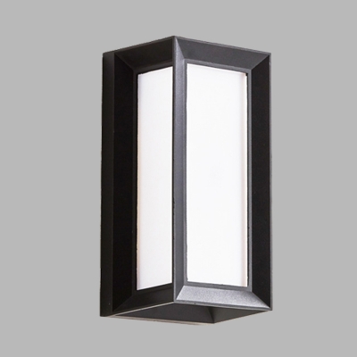LED Flush Wall Sconce Farmhouse Cuboid Shape Cream Glass Wall Mounted Lamp in Black, Warm/White Light