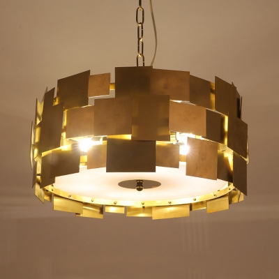 Metal Drum Chandelier Light Fixture Modern Style 6-Light Hanging Lamp Kit in Gold for Dining Room