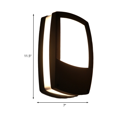Modernist Box Shape Flush Wall Sconce Acrylic LED Corridor Wall Mounted Light in Black