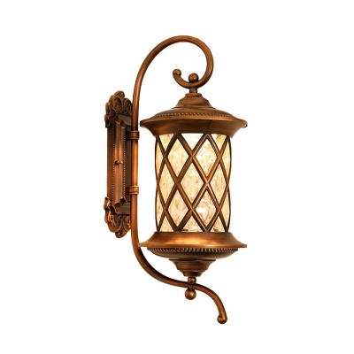 Pineapple Outdoor Wall Light Rustic Metal 1-Light Copper Finish Wall with Water Glass Shade