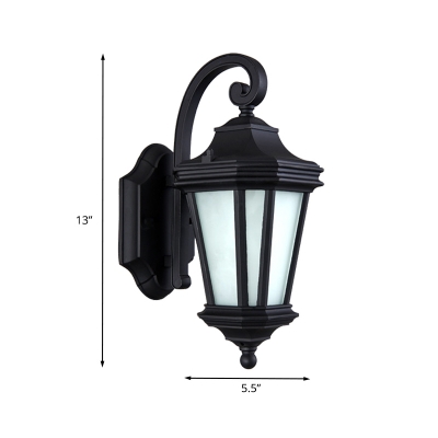 Twisted Arm Outdoor Wall Sconce Lighting Lodges White Glass 1 Light Black Wall Mounted Lamp
