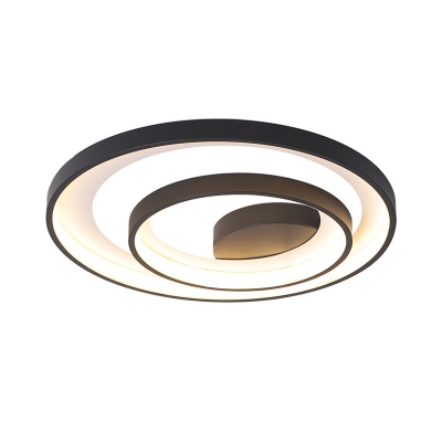 Acrylic 2-Ring Flushmount Lighting Simple LED Black Flush Mount Ceiling Lamp in Warm/White Light, 16.5