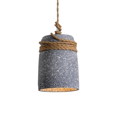 Black/Grey/White 1 Head Pendant Lighting Industrial Cement Bell Hanging Ceiling Lamp with Rope Rod