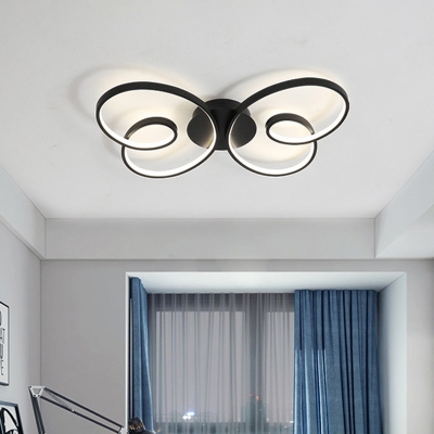 Black/White Butterfly Flushmount Lighting Minimalist LED Acrylic Flush Mount Spotlight for Bedroom