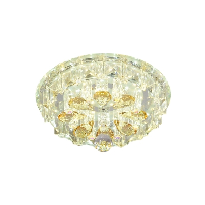 Bloom Clear Crystal Ceiling Fixture Simple LED Hallway Flush Mount Lighting in Warm/White Light