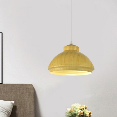Bowl Shade Snack Bar Pendant Lighting Industrial Aluminum 1 Bulb White/Wood/Coffee Hanging Lamp Kit
