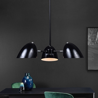 Bulb Dome Chandelier Pendant Light Warehouse Black Finish Metallic Pendulum Lamp