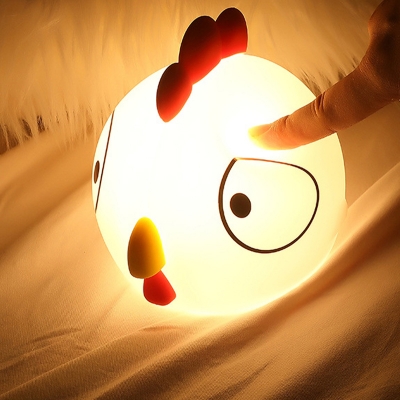 Cartoon Chick Shape Night Light Silica Gel LED Bedroom Touching Night Lamp in White and Red
