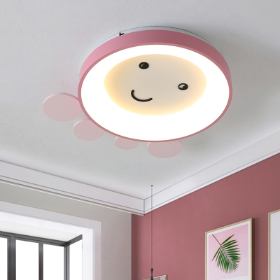 Cartoon Octopus Flush Mount Lighting Acrylic LED Bedroom Flush Lamp Fixture in Pink/Blue