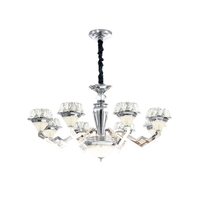 Chrome 6/8-Light Chandelier Lighting Modernism Crystal Diamond LED Hanging Pendant Lamp