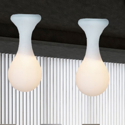 Golf Shape Flush Mount Lighting Modern Milk White Glass 1 Light Office Flush Lamp Fixture