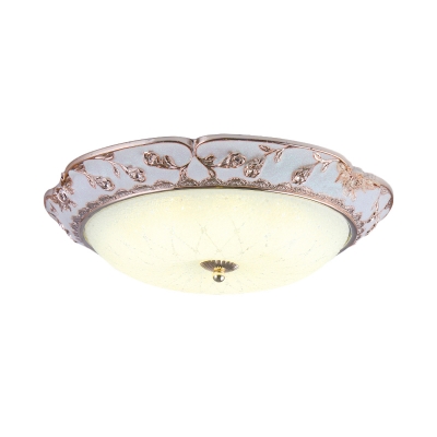 LED Flushmount Lighting Countryside Bedroom Ceiling Light Fixture with Bowl White Glass Shade